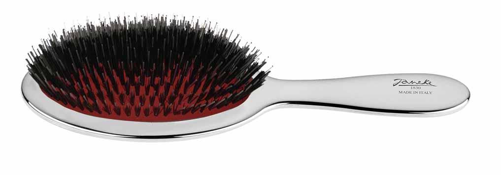 Black Janeke Mixed Bristle Brush with Nylon and Boar Bristles Medium